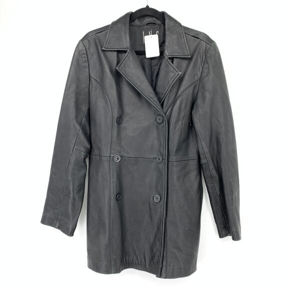 American Vintage Jackets & Blazers - Vintage 90s INC International Concepts Leather Jacket Womens Sz M Black *FLAW